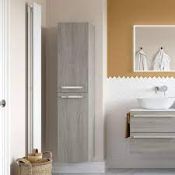 New (NY104) Morina 350mm Wall Hung Tall Unit - Elm Grey. Soft close hinged doors ✔ Left or ...