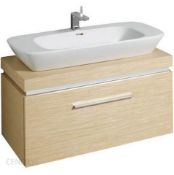 New Karama Silk 1000mm Oak Vanity Unit. 816010.RRP £1,811.00 Comes Complete With Basin Wall ...