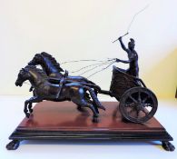 Antique French Bronze Sculpture Roman Charioteer on Marble Base c.1850's *COLLECTION ONLY*