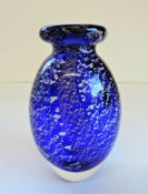Vintage Monart Blue Art Glass Vase