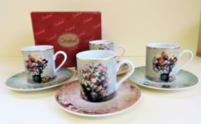 Goebel Artis 'Renoir' Hand Painted Demitasse Cup & Saucer Set of 4 New Boxed