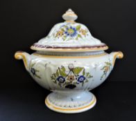 Vintage French Faitmain Decor Moustiers Lidded Serving Dish/Tureen