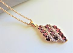 Gold on Silver 3ct Pink Tourmaline Pendant Necklace New with Gift Pouch