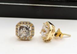 Gold on Silver 2.7ct Moissanite Earrings New with Gift Box