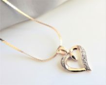 Gold on Silver Heart Pendant Necklace New with Gift Pouch