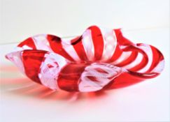 Murano Zanfirico Latticino Glass Bowl