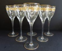 Set 6 Vintage Moser White Wine Glasses