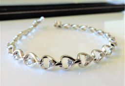 Sterling Silver 3.9ct White Sapphire Tennis Bracelet New with Gift Box