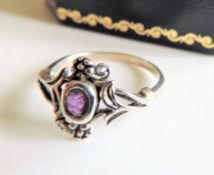 Art Nouveau Style Amethyst Ring in Sterling Silver