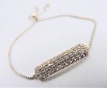 Diamond Bar Bracelet in Sterling Silver New with Gift Box