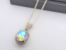 Sterling Silver 3.5ct Mystic Topaz Pendant Necklace New with Gift Box