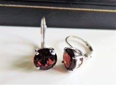 Sterling Silver 5ct Garnet Stud Earrings New with Gift Box