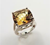 Sterling Silver 16.5ct Yellow Citrine Ring New with Gift Box