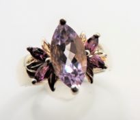 Sterling Silver Amethyst & Pink Tourmaline Ring New with Gift Box