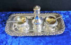 Antique Art Nouveau Silver Plate Condiment Set