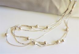 Italian 925 Silver Multi Strand Ball Necklace New with Gift Box