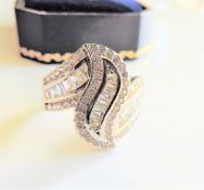 Sterling Silver White Sapphire Gemstone Ring New with Gift Box