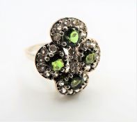 Sterling Silver 3 ct Russian Diopside & Topaz Ring New with Gift Box
