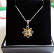 3.65 ct Tourmaline & Citrine Necklace New with Gift Box
