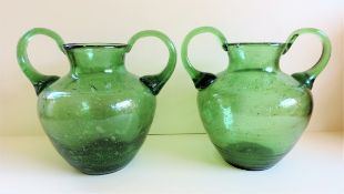 Large Pair of Etruscan Style Glass Urns Hand Made in Austria