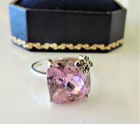 Sterling Silver 8ct Pink Zircon Ring New with Gift Box