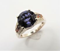 Sterling Silver 5.75 ct Kyanite & Citrine Ring New with Gift Pouch