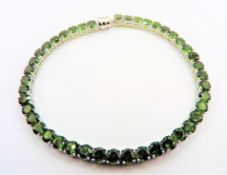 Sterling Silver 19 ct Green Tourmaline Tennis Bracelet New With Gift Box