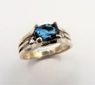 Sterling Silver 1ct Alexandrite & Topaz Ring New with Gift Pouch