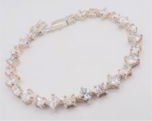 Sterling Silver 15ct White Topaz Tennis Bracelet New with Gift Box
