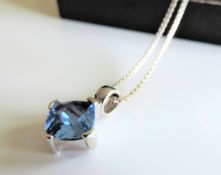 Sterling Silver 2.9ct Topaz Pendant Necklace New with Gift Box