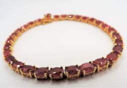 Gold on Sterling Silver 18cts Ruby Tennis Bracelet New with Gift Box