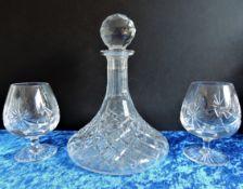 Crystal Ships Decanter and Brandy Balloons