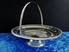Antique Silver Plate Cake/Bread/Fruit Basket with Handle