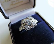 Art Deco Style Sterling Silver White Sapphire Ring New with Gift Box