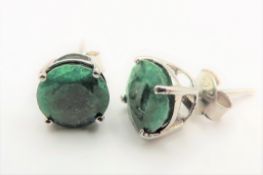 Sterling Silver 4ct Emerald Stud Earrings New with Gift Pouch