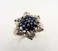 Sterling Silver Sapphire Cluster Ring New with Gift Box