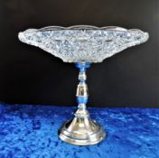 Large Vintage Silver Plate & Crystal Table Centrepiece 33cm Diameter