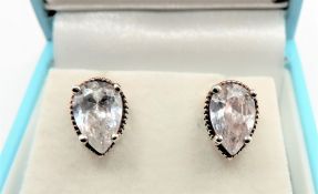 Sterling Silver 3ct Pear Cut Moissanite Earrings New with Gift Box
