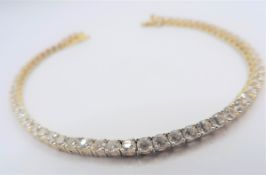 Gold on Sterling Silver 2.4ct White Sapphire Tennis Bracelet New with Gift Box