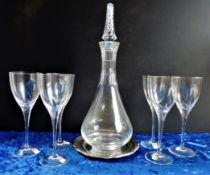 Crystal Decanter and Wine Glasses Drinks Set