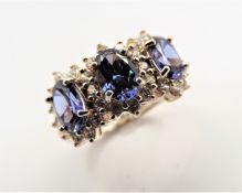 Sterling Silver Tanzanite Cluster Ring New with Gift Box