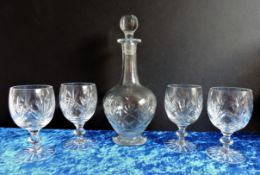 Vintage Crystal Decanter and Wine Glasses