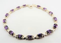 Sterling Silver 7.2ct Amethyst Tennis Bracelet New in Gift Box