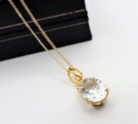 Gold on Sterling Silver 3ct Moissanite Necklace New with Gift Box