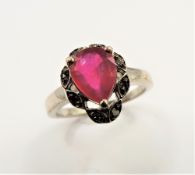 Sterling Silver 2.2 carat Ruby & Diamond Ring New with Gift Box
