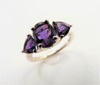 Sterling Silver 2.65 ct Amethyst Ring New with Gift Pouch