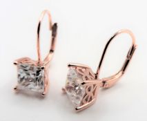 Rose Gold Silver 2.6ct Moissanite Earrings New with Gift Box