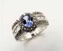 Sterling Silver Tanzanite and Topaz Ring New with Gift Box