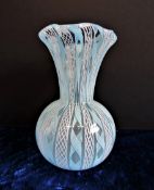 Murano Zandfirico Latticino Glass Vase