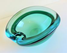 Vintage Murano Geode Blue & Green Sommerso Glass Kidney Bowl